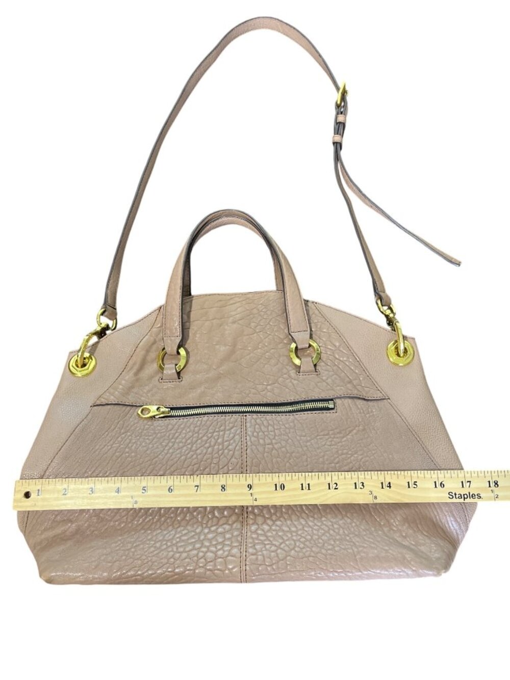 OrYANY Pebbled Leather Tote Bag With Tassels & Adjustable Strap Tan - Picture 8 of 8